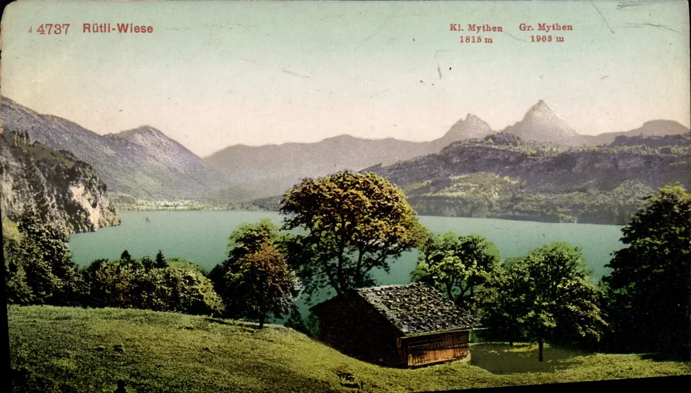 रूतली-वीसे — झील के दृश्य जिसमें छोटा घर है — जर्मनी के फोटोटाइप एडिशन, नंबर 4787 - आगे