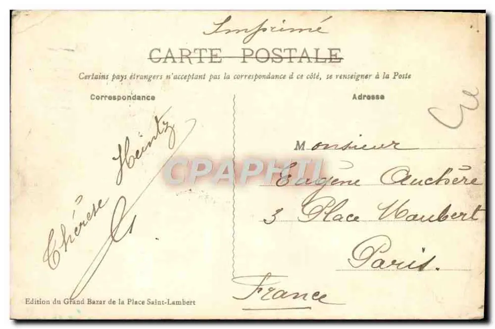 Bruxelas — A Bolsa — Edição do Grande Bazar da Praça Saint-Lambert, n° 1253 - Verso