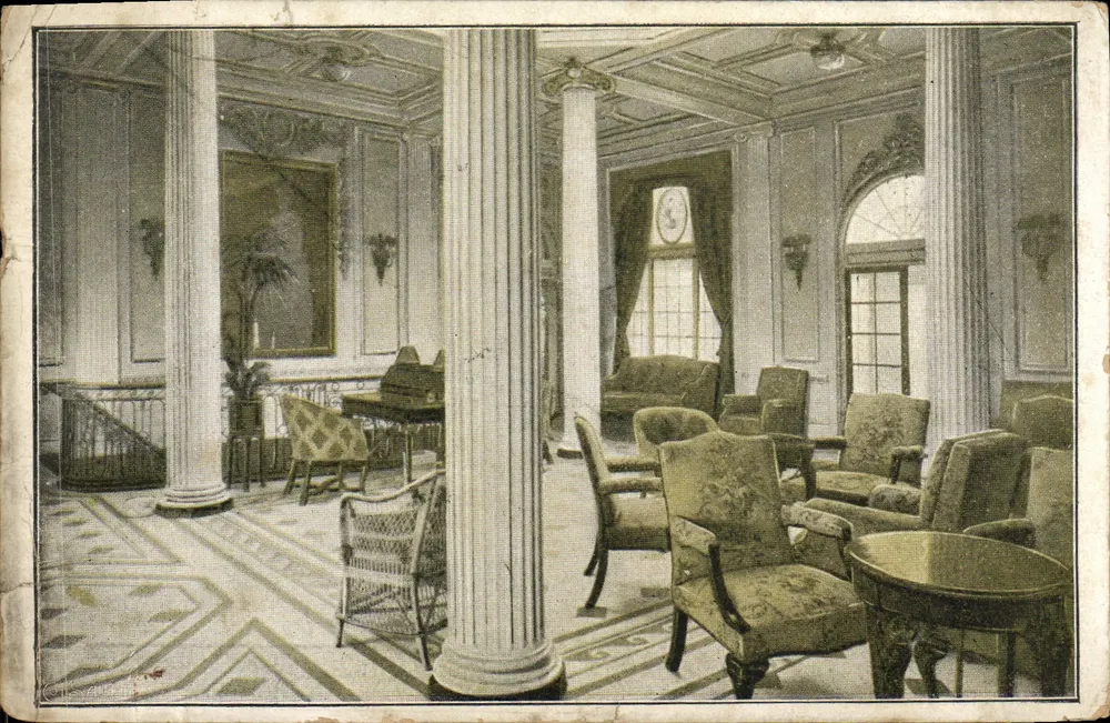 Sala de estar luxuosa — interior de um navio de passageiros — editor V.C. Infanta Isabel de Borbón - Frente