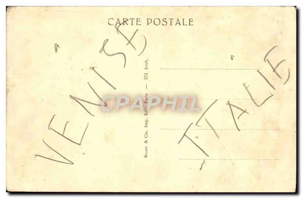 Veneza — Ponte dos Suspiros — Idade Média e Renascimento — Braun & Cie, Paris, n° 374 - Verso