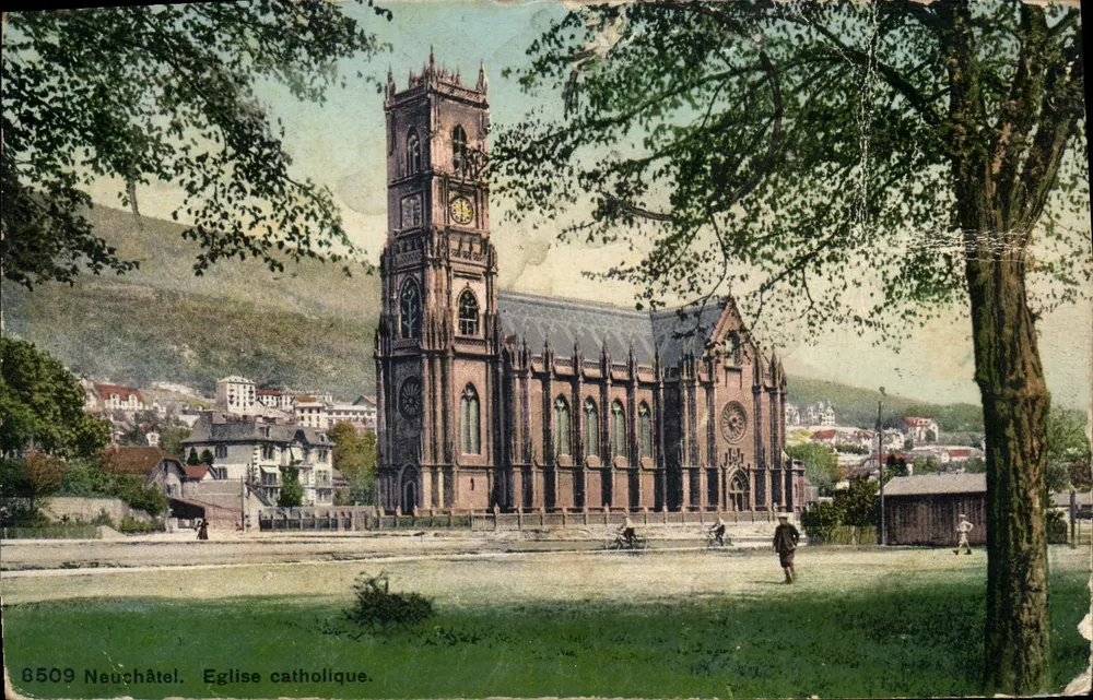 Neuchâtel — Igreja Católica — Phototypie Co., n° 8509 - Frente