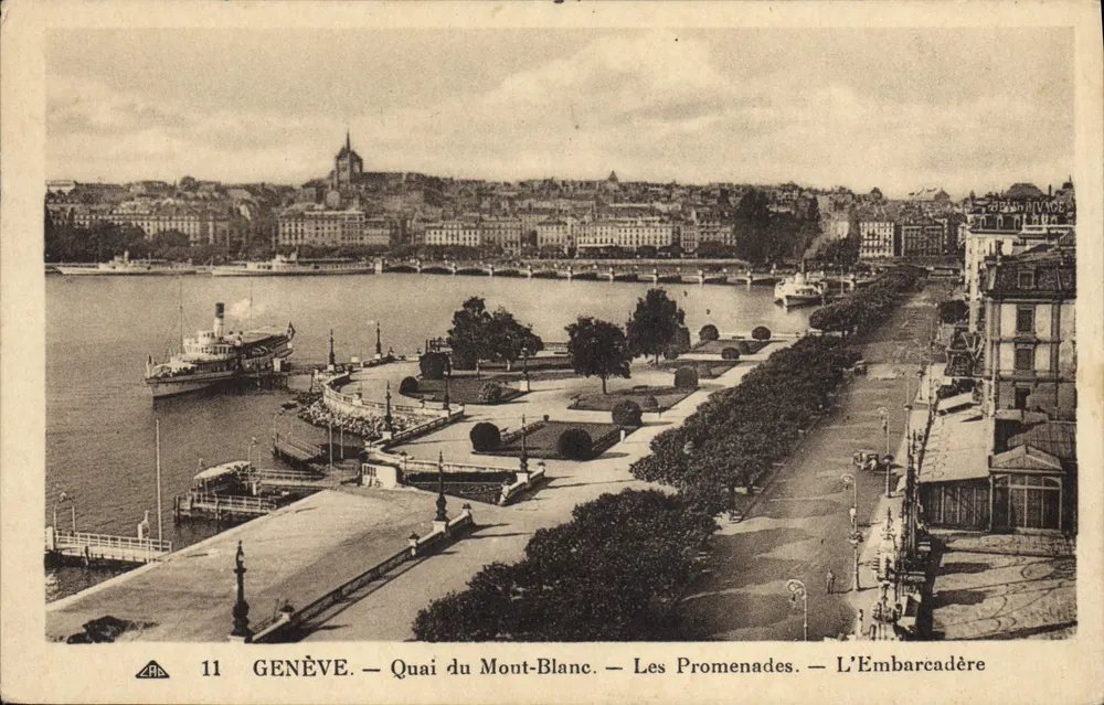 GENÈVE — Quai du Mont-Blanc — Die Promenaden — Die Anlegestelle — Verleger AHB, n°11 - Vorderseite