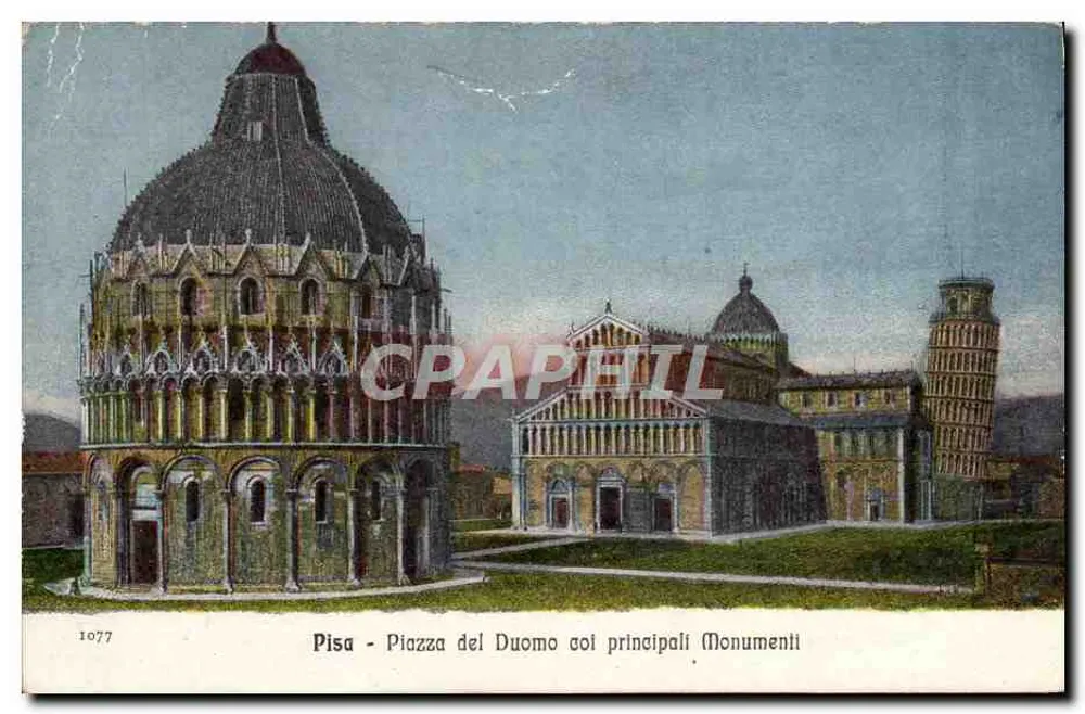 Pise - Piazza del Duomo coi principali Monumenti — éditeur 'Stampe d'Italia', n° 1077 - Frente