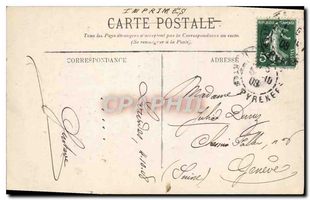 Lourdes — Vista geral e o Pic du Jer — Imprimés - Verso