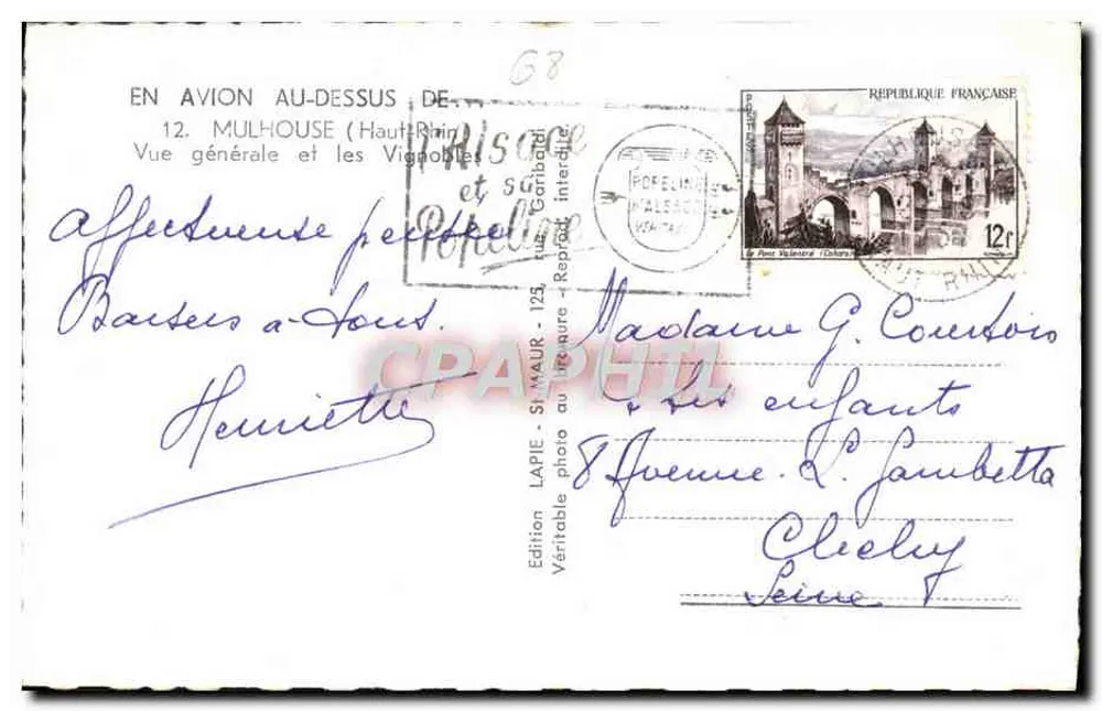 Mulhouse (Haut-Rhin) — Vista geral e os Vindos — Edição Lapie, St-Maur - Verso