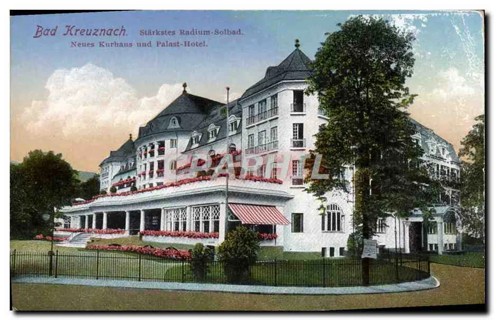Bad Kreuznach — El balneario de radium más fuerte. Nuevo centro termal y hotel Palacio — editor: Kunstverlag Andenkenverlag Simon, Bad Kreuznach - Anverso