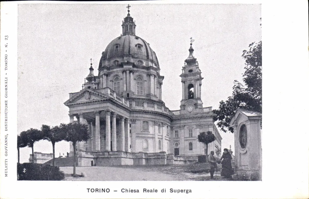 Torino — Chiesa Reale di Superga — Muletto Giornali, Distributore Giovanni, N. 23 - Recto