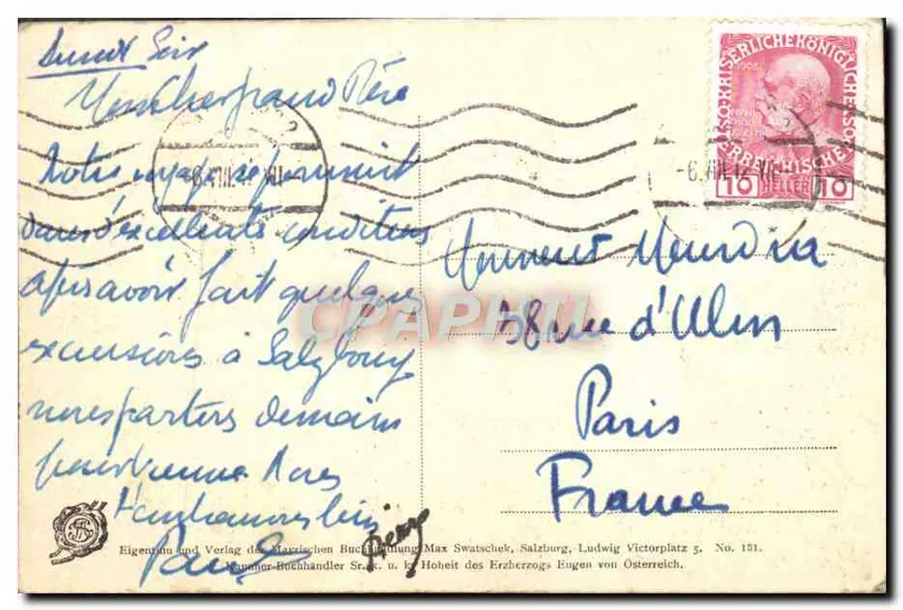 Hohensalzburg, Rossporte — editor Max Swatschek, Salzburgo - Verso