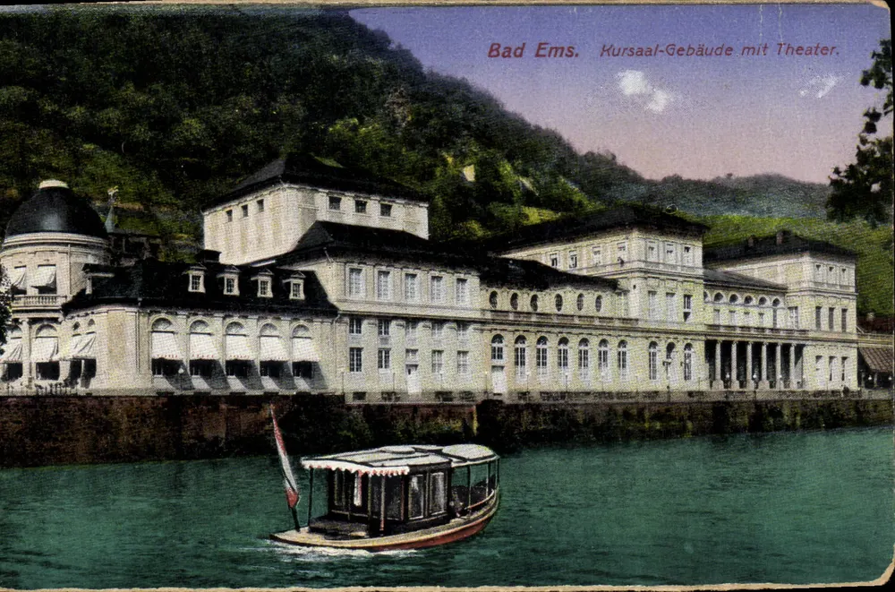 Bad Ems — Kursaal-Gebäude con teatro — editore non identificato, numero di serie non visibile - Recto