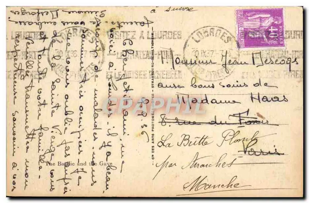 Lourdes — A Basílica e o Gave — n°30 - Verso