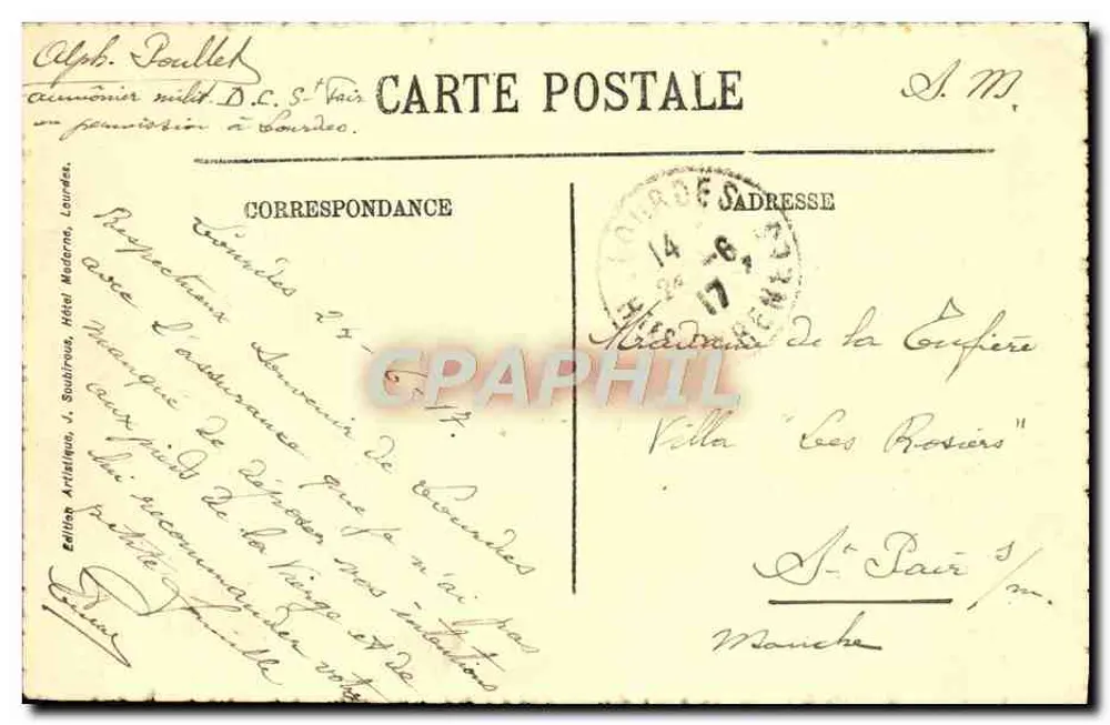 Lourdes — Le Calvaire Breton und die Basilika — Artisticque Edition, J. Soublieux, n°92 - Rückseite