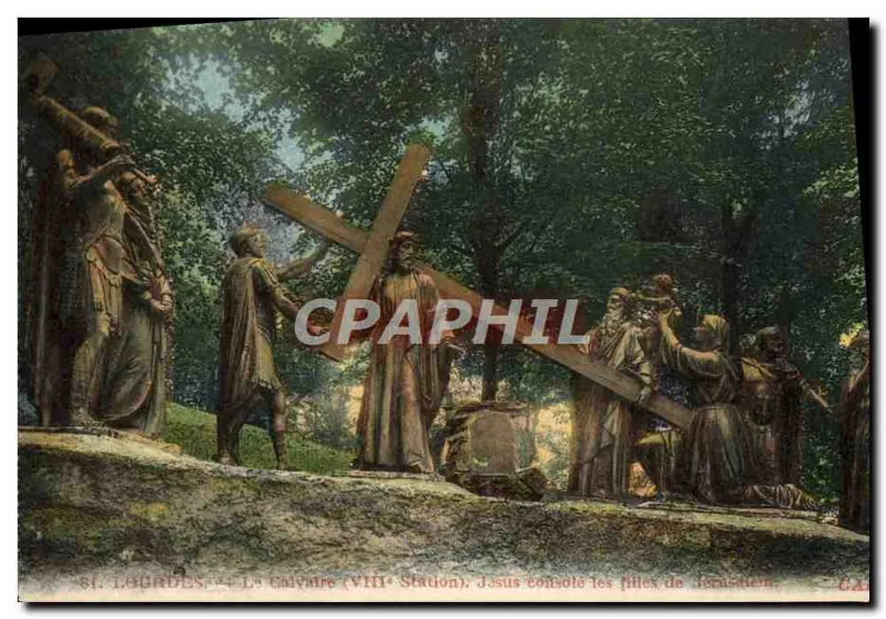 Saint-Lourdes — Der Calvary (8. Station). Jesus tröstet die Töchter Jerusalems — Verlag: Cie Alde des Arts Photomécaniques, Straßburg - Vorderseite