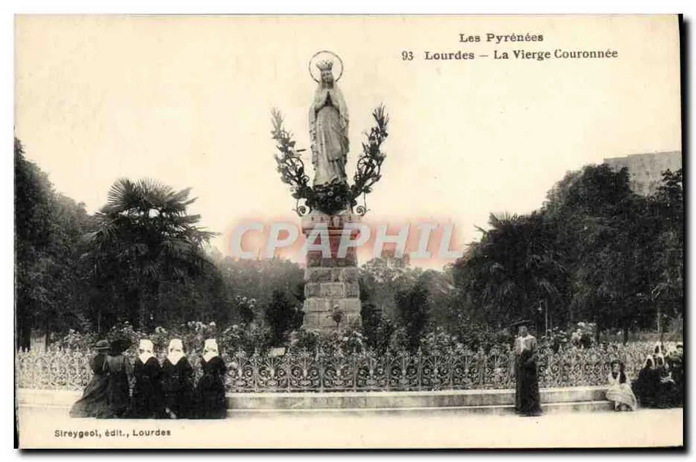 Lourdes — A Virgem Coroada — Sireygeot, editor, Lourdes - Frente