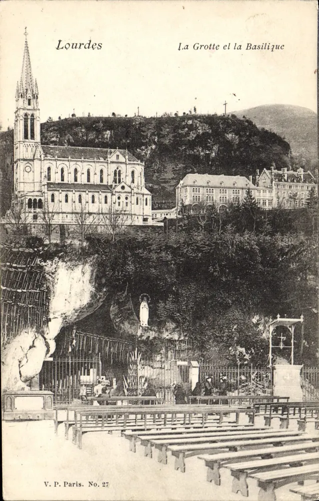 Lourdes — A Gruta e a Basílica — V.P. Paris. No. 27 - Frente