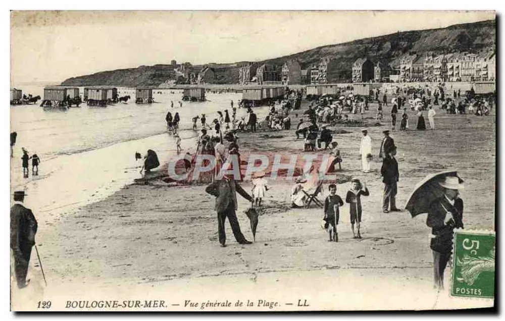 Boulogne-sur-Mer — Allgemeiner Blick auf den Strand — LL, n°129 - Vorderseite