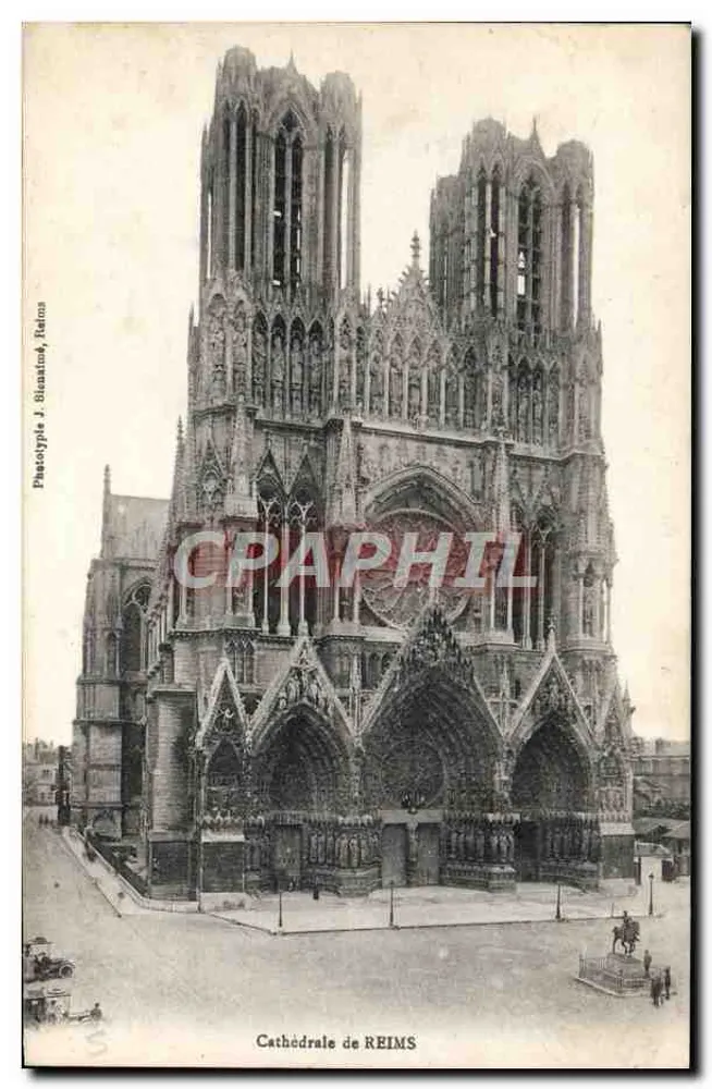 Catedral de REIMS — vista da fachada — Fototipia J. Sisastain, Reims - Frente