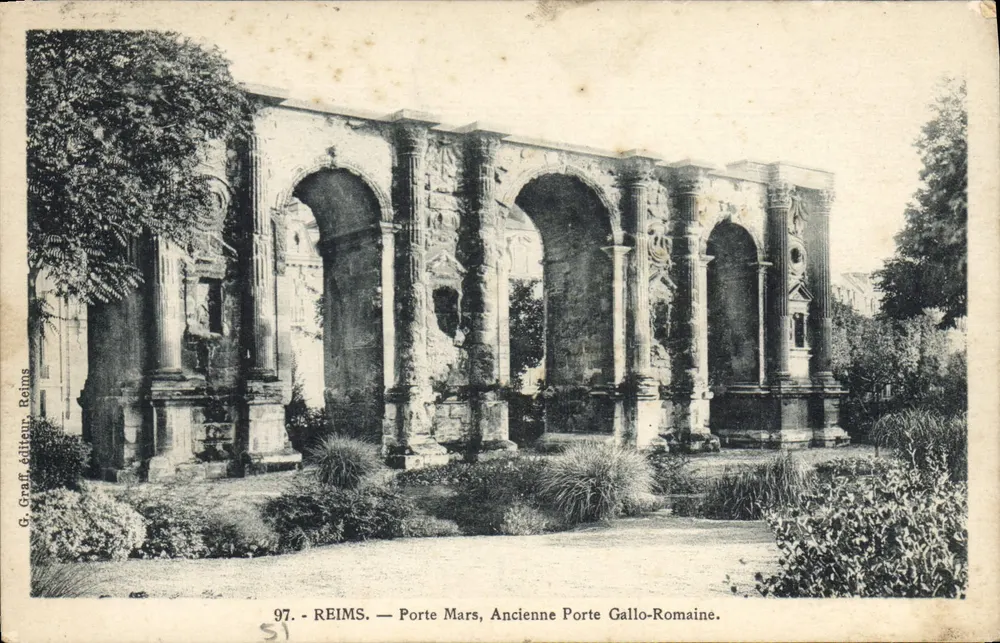 Reims — Porte Mars, Alte Gallo-Römische Pforte — G. Graff, Verlag, Reims, n° 97 - Vorderseite