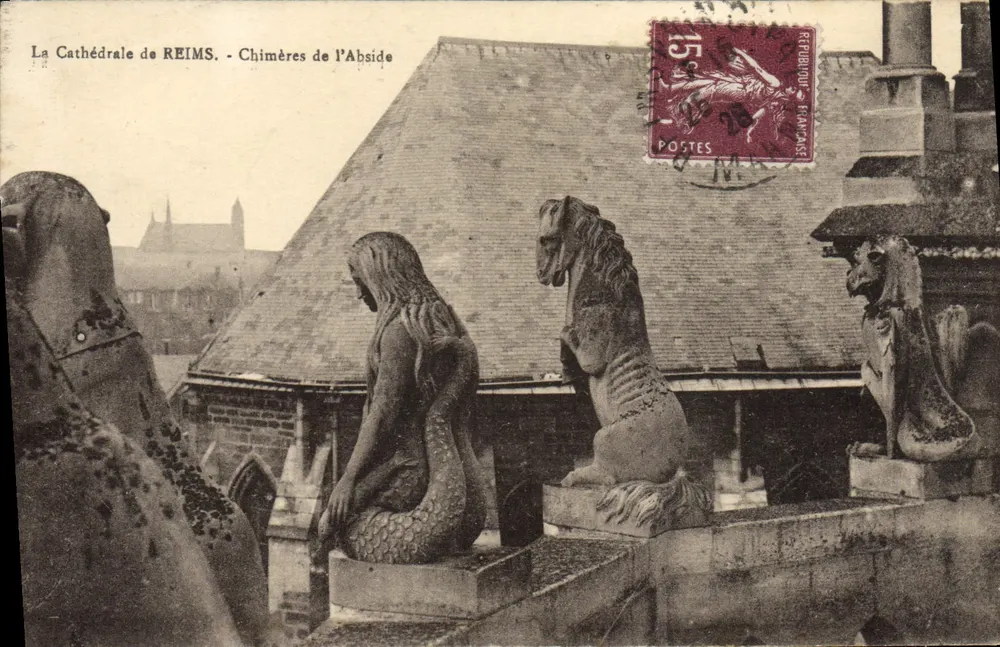 A Catedral de REIMS - Chimères da Abside — Bandet, editor "Catedral" - Frente