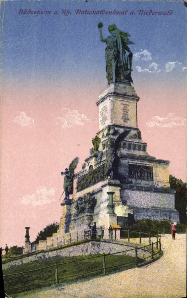 Rüdesheim a. Rh. — Nationaal monument bij Niederwald — uitgever Karl Fischer, Eltville a. Rh. - Voorkant