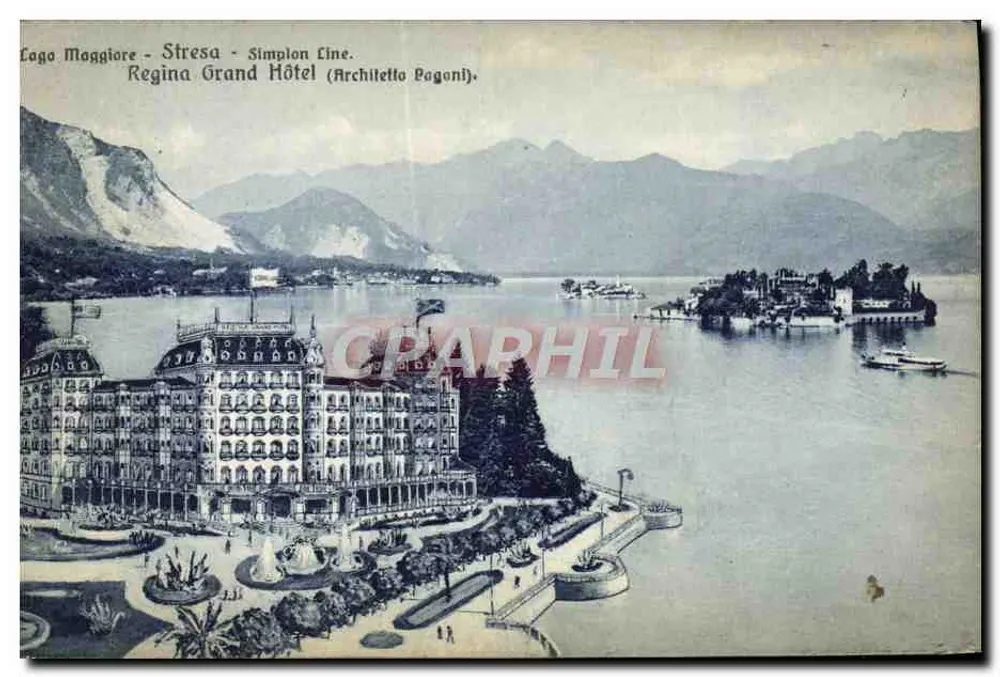 Lago Maggiore - Stresa - Regina Grand Hotel (Architekt Pagoni) - Vorderseite