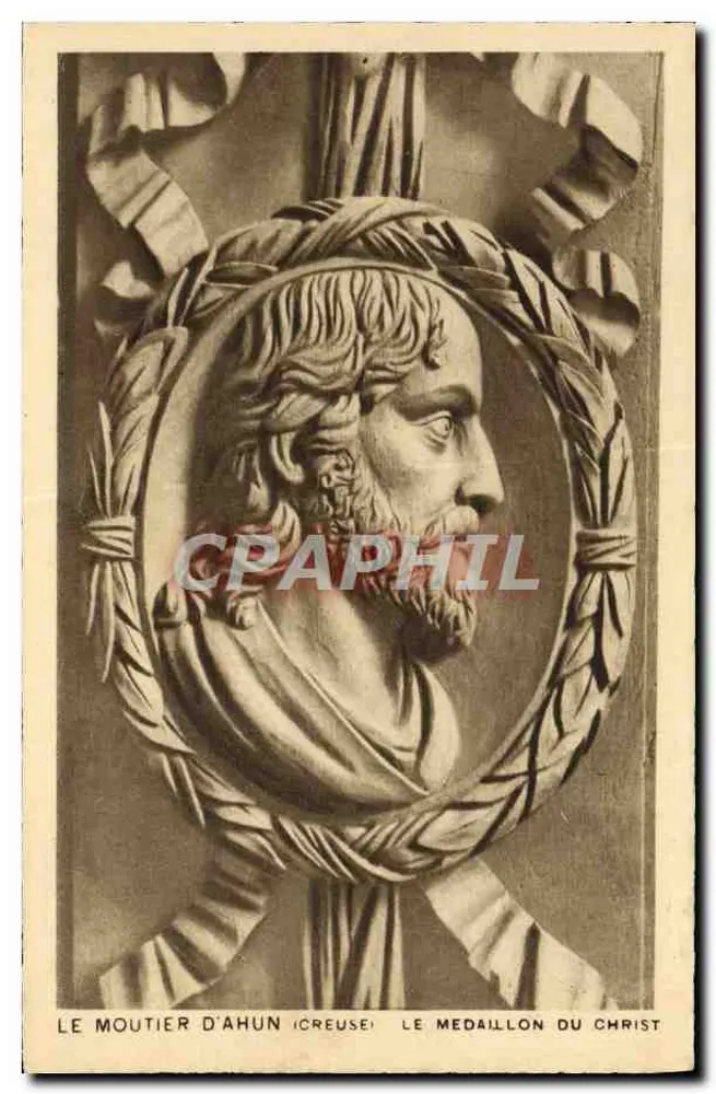 Le Moutier d'Ahun (Creuse) — o medalhão do Cristo — editor não identificado - Frente