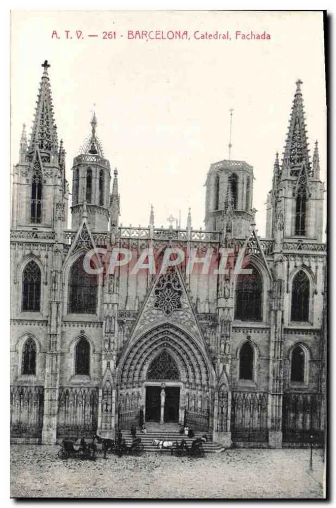 Barcelona, Catedral, Fachada — A.T.V. — 261 — Éd. Angel Toldrá Viazó - Frente