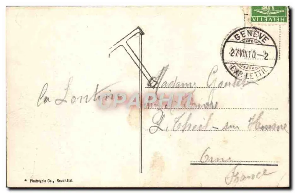 Veytaux-Chillon et les Dents du Midi — vue du lac avec chemin de fer et château — éditeur Phototypie Co., Neuchâtel, n° 3307 - Verso