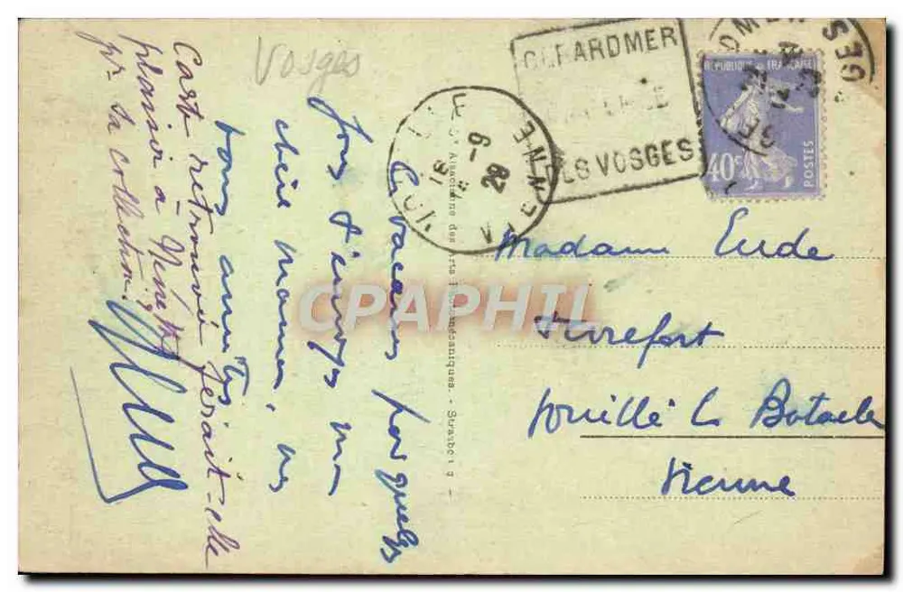 O Hohnleck (alt. 1366 m) — vista panorâmica — editor desconhecido, n° 22 - Verso