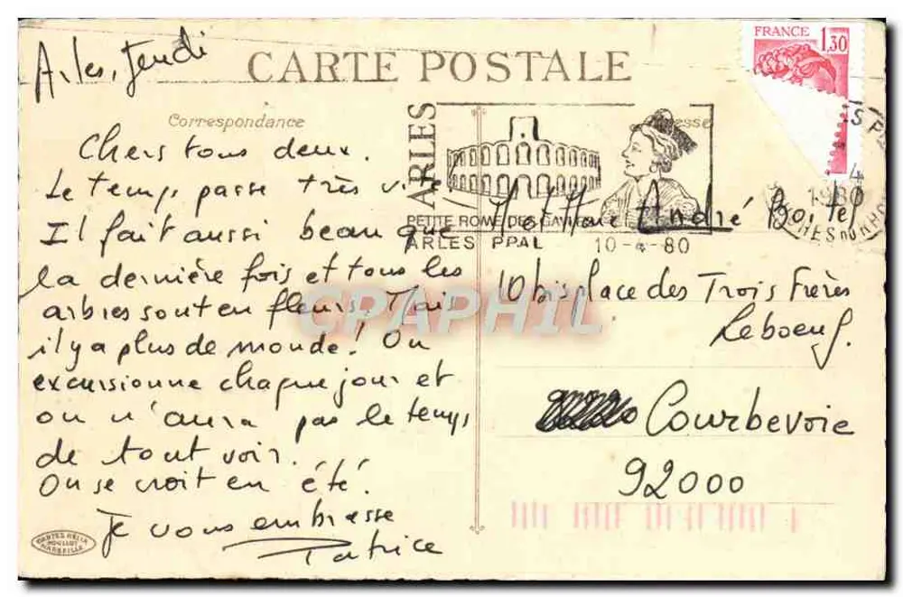 Provença - As Arenas de Arles — editor não identificado, número de série não visível - Verso
