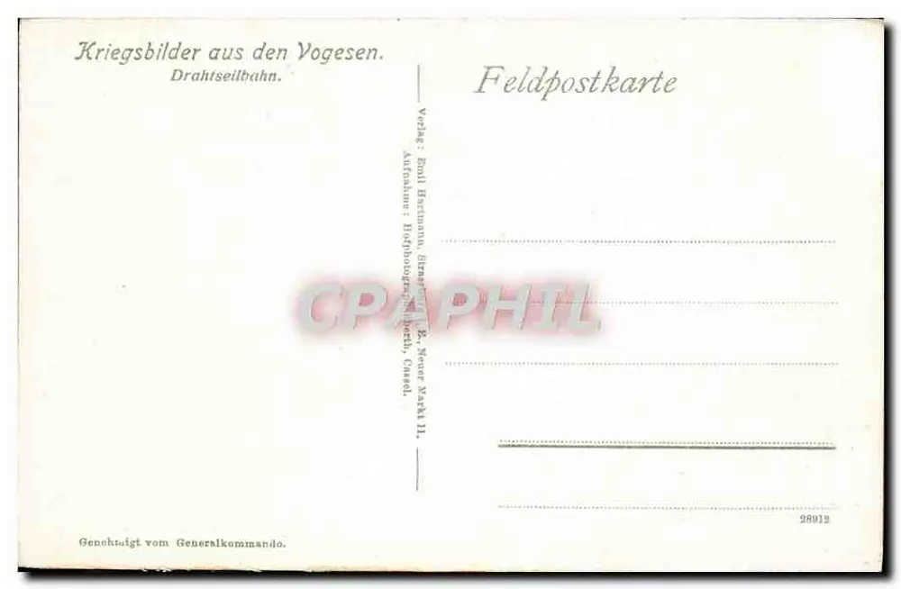 Foresta dei Vosgi — Sentiero del cavo — Feldpostkarte - Verso