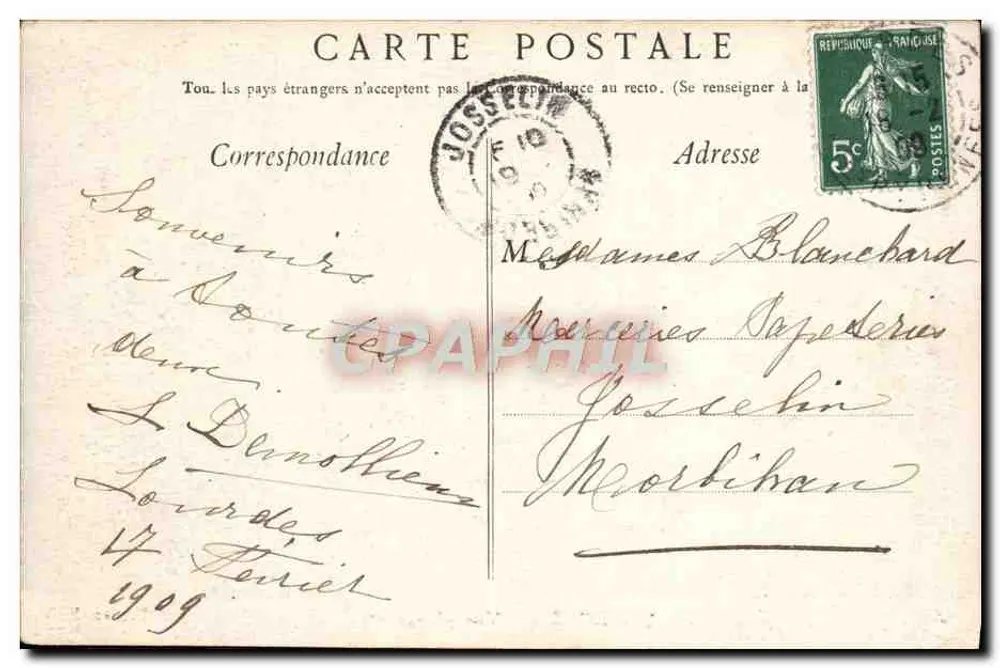 Lourdes — Vue plongeante — Édition F. V. - Verso