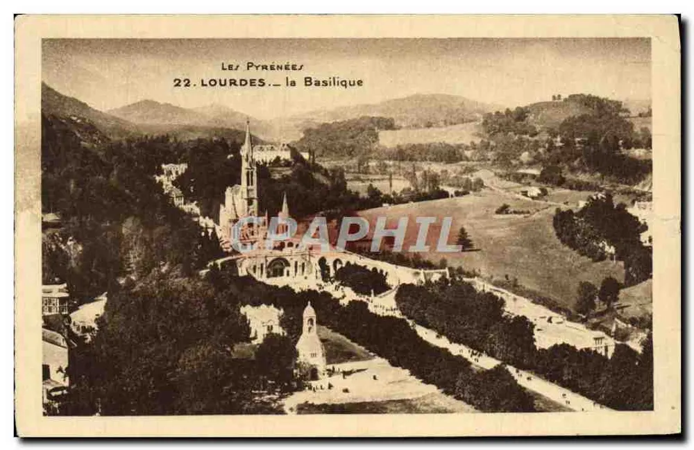 Lourdes — a Basílica — Os Pirineus — editor não identificado, n° 22 - Frente