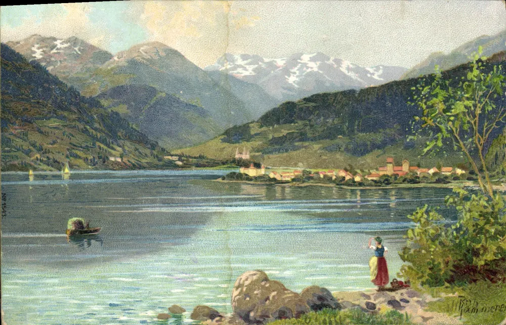 Lago de Constança — vista panorâmica com montanhas nevadas — editor Hammerer - Frente
