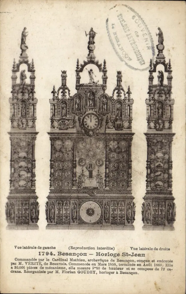 Besançon — Orologio di San Giovanni — Vista laterale sinistra e destra — Edizione Gaillard-Prêtre - Recto
