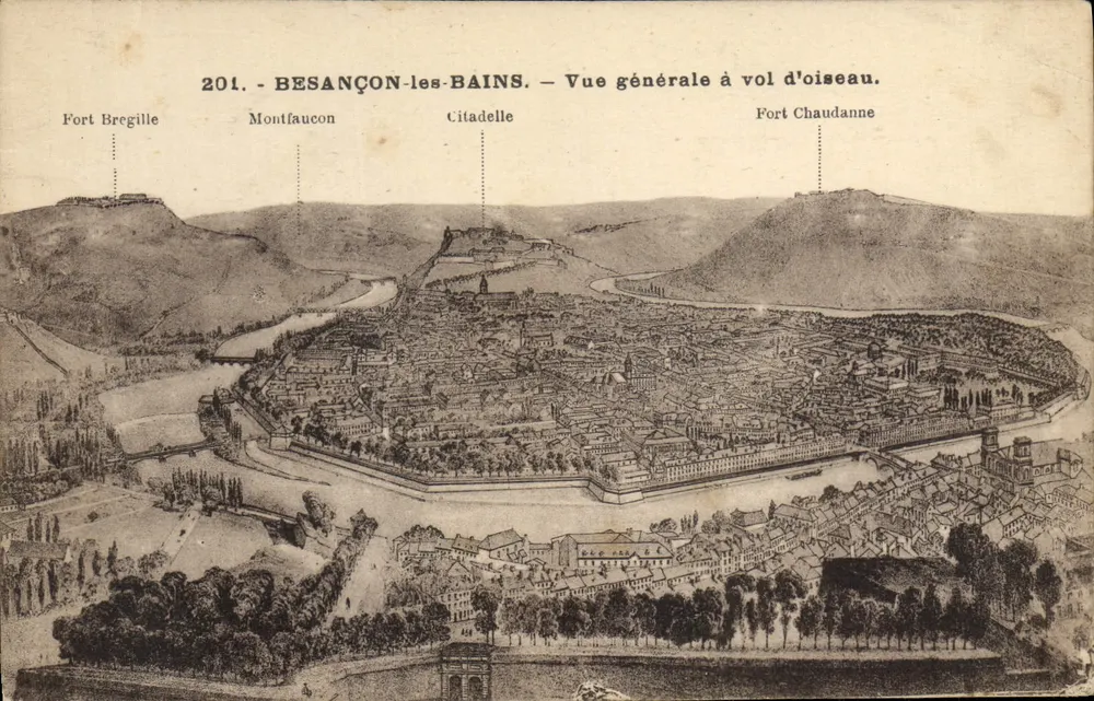 Besançon-les-Bains — Allgemeiner Blick von oben — Ch. Girardot & Cie, Besançon, n° 201 - Vorderseite