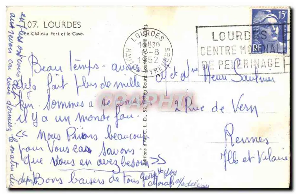 Das befestigte Schloss und der Gave — Lourdes — Editions d'Alain - Rückseite