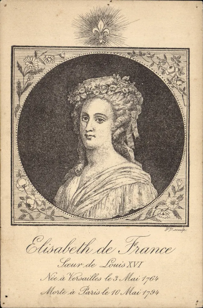 Élisabeth von Frankreich — Schwester von Ludwig XVI — Gravur von F.P. Soulph - Vorderseite