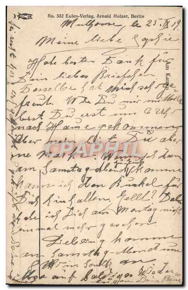 Mulher sentada perto de um espelho — interior — Eulen-Verlag, Berlim, n° 532 - Verso