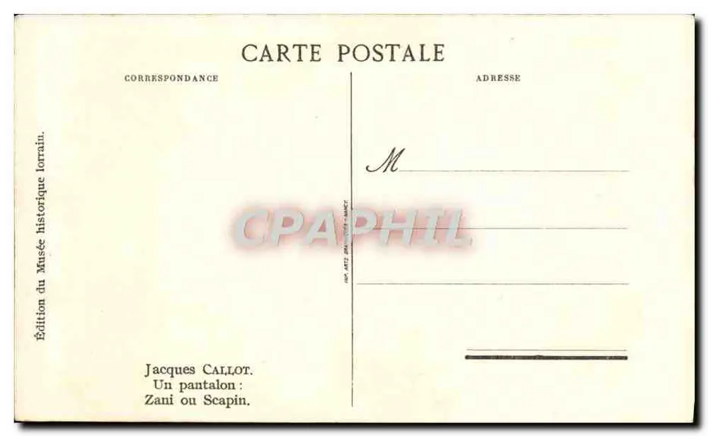 Ein Pantalon: Zani oder Scapin — Edition des historischen Museums der Lothringen - Rückseite