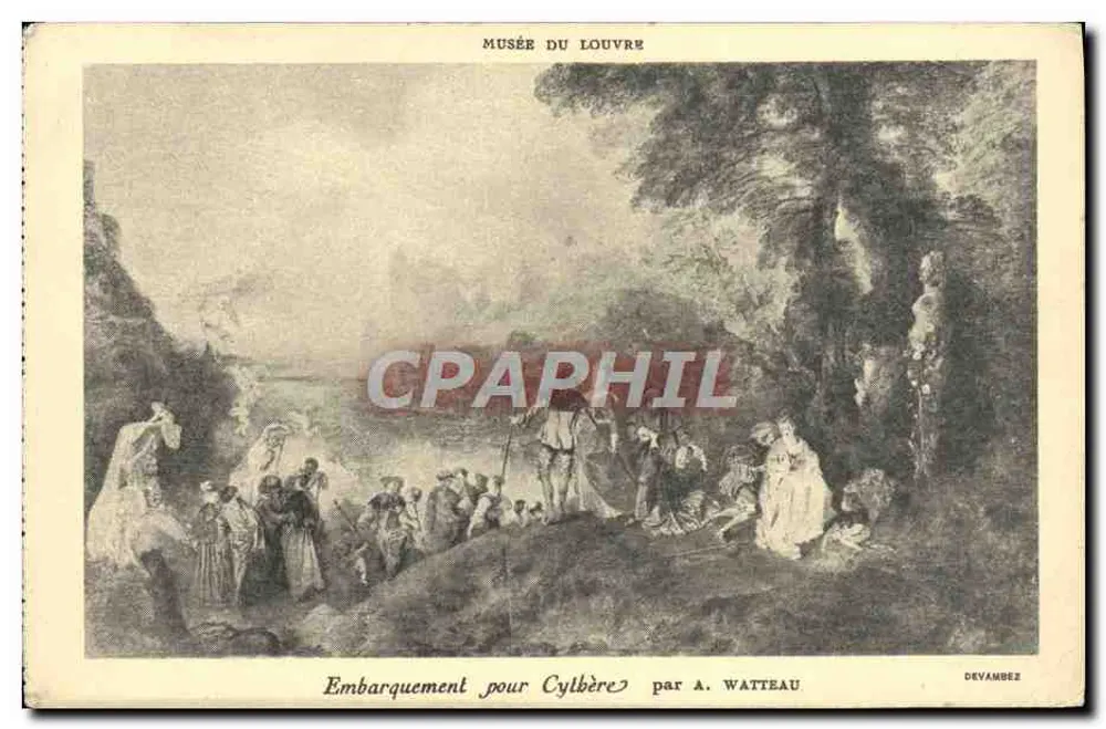 Abfahrt nach Cybèle — Musée du Louvre — von A. Watteau — Verlag Devambez - Vorderseite