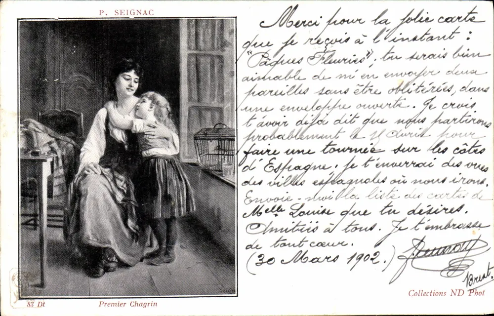 Mulher e criança — P. Seignac — Primeiro Chagrin, n°83 Di - Frente