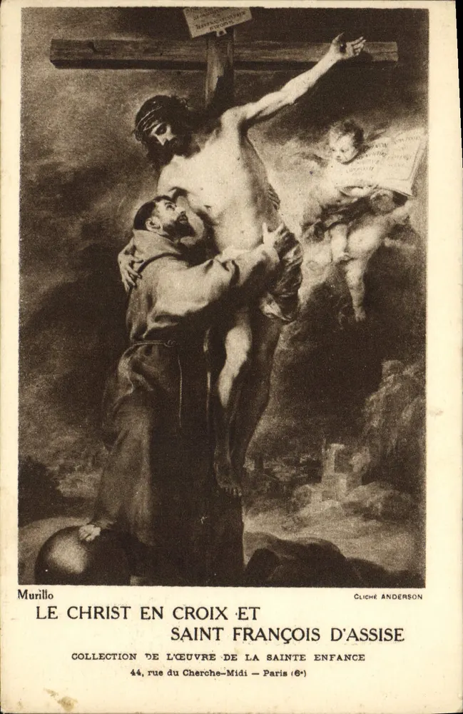Der Christus am Kreuz und Heiliger Franziskus von Assisi — Werk von Murillo — Anderson-Aufnahme — Sammlung der Gesellschaft der Heiligen Kindheit, 44 rue du Cherche-Midi, Paris (6e) - Vorderseite