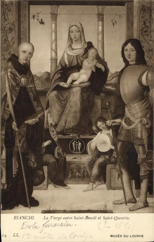 Die Jungfrau zwischen Saint-Benoît und Saint-Quentin — Ferrarische Schule — Bianchi, n° 15-10 - Vorderseite