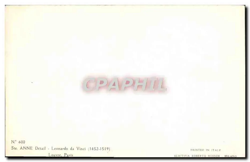 Detail der Mona Lisa — Reproduktion — Verlag Roberto Moesch, Mailand - Rückseite