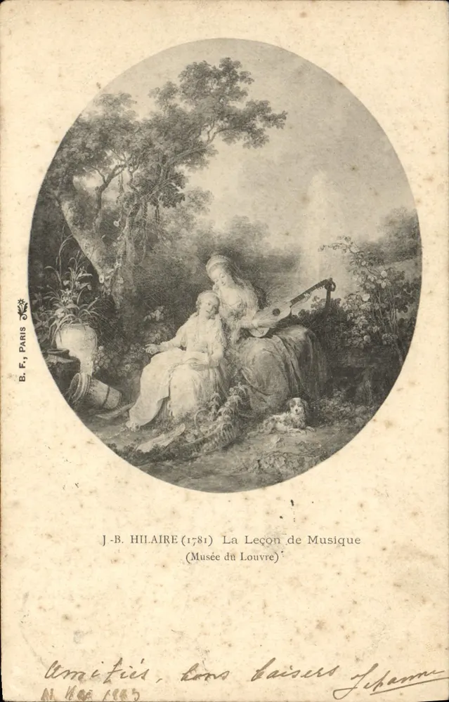 Die Musikstunde — J.-B. Hilaire (1781) — Musée du Louvre — B.F., Paris, Nr. 486 (1885) - Vorderseite