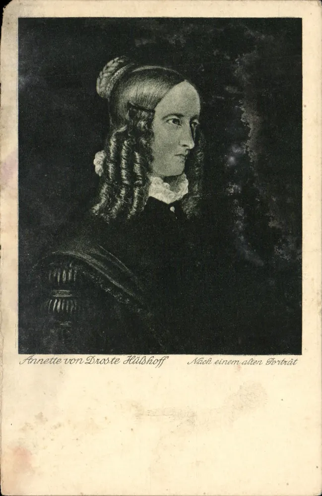 Annette von Droste-Hülshoff — Retrato segundo um antigo quadro — Verlag Hermann A. Wiechmann, Munique, Quarta Coleção - Frente