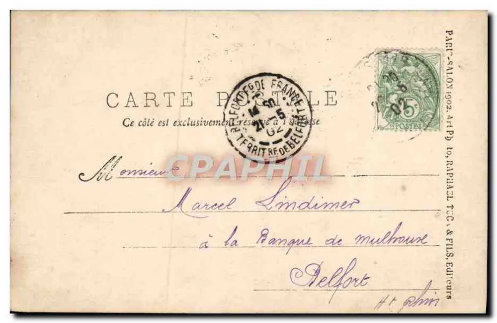 Porto de Bellam — Paisagem fluvial com barcos — Editor: Raphael T.C. & Fils, n° 130 - Verso