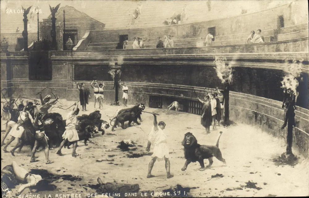 Die Rückkehr der Katzen ins Zirkus — Salon 1902 — Serie I — Cérôme - Vorderseite