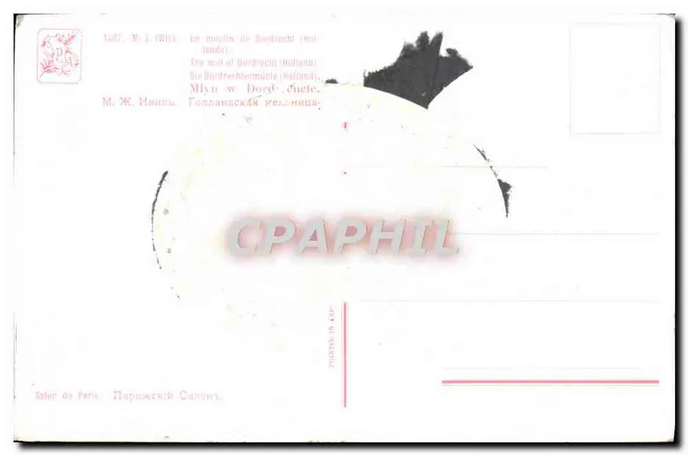 O moinho de Dordrecht (Holanda) — M.J. WILL — n°1487 - Verso