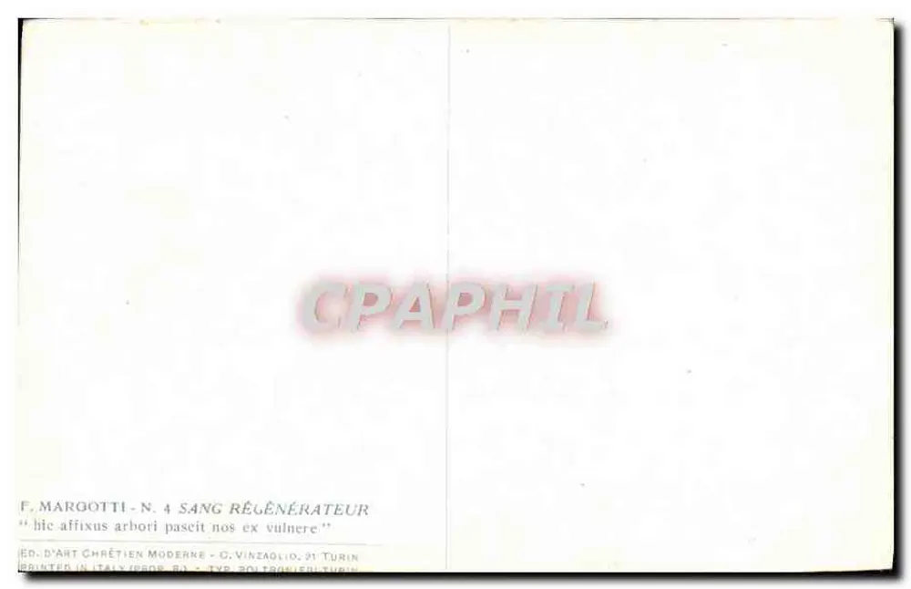 Cruzificação — cena religiosa — F. Margotti, N. 4 Sang Régénératuer - Verso
